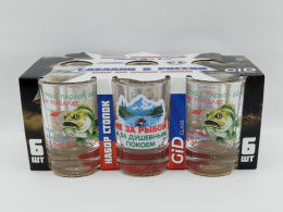 Набор стопок стеклянных Гладкий 6шт. 50мл Диалоги о рыбалке, в ассортименте, в п/у Gid Glass D1022/06