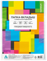 Папка-вкладыш А4  30мкм Бюрократ Премиум, гладкая, 100шт./уп 817136, -013Bkan2