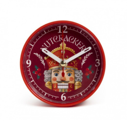 Будильник механический кварцевый d- 8см Щелкунчик, красный Рубин В7-029