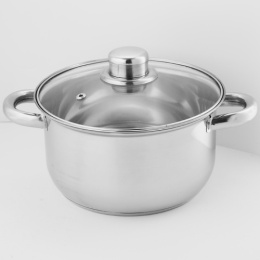 Кастрюля из нержавеющей стали  2,6л 180мм стеклянная крышка, Classic Webber BE-156/2