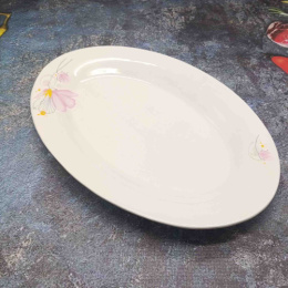 Блюдо фарфоровое овальное 350мм белое с узором Нежность Радужный Дом РД85318