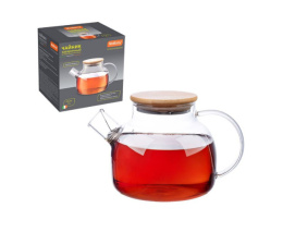 Чайник заварочный стеклянный 1,0л с пружинным металлическим фильтром, с бамбуковой крышкой, Foresta di bambu, в п/у Mallony 910122