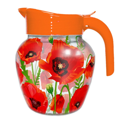 Кувшин стеклянный 1,5 л с крышкой Маки 107-019