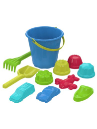 Набор для песочницы пластиковый 11 предметов №3 Непоседа: ведро, лопата, грабли, формочки 8шт., в ассортименте, в сетке Альт-Пласт АП 210/10484498