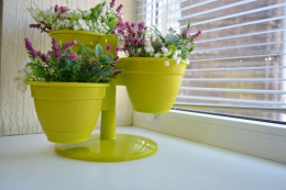 Кашпо пластиковое Каскад Антик из трех горшков на подставке 0,9л d-14,5см, фисташковый 5plast 5PL0395