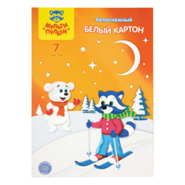Картон белый   7 листов А4 двухсторонний, мелованный, Приключения Енота КБ7Ц_13979
