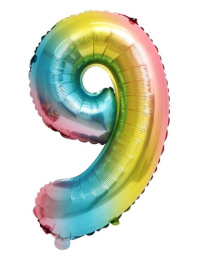 Шар Цифра 9 радужный 72см, фольга Ч31016