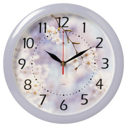 Часы настенные круглые d-29см Цветы, сиреневый Рубин 6026-037