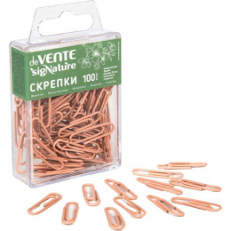 Скрепки 28мм 100шт. Devente Signature, пудрово-розовые, овальные 4135510