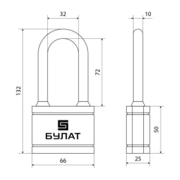 Замок навесной Булат ВС 366-01 ПЛ чугунный в пластике, 5 ключей, d-10,5мм (36,6) Булат 42043