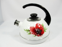 Чайник эмалированный со свистком 3,5л с консольной пластик. ручкой с декором, белый в ассортименте ТД Сила Дон 1910