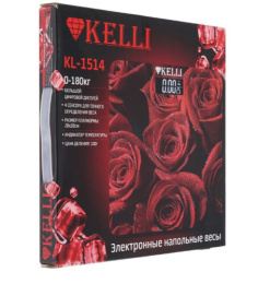 Весы напольные электронные стеклянные, до 180кг Kelli KL- 1514