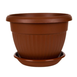 Горшок для цветов пластиковый Флора с поддоном 2,6л d-20см h-14,5см терракотовый 5plast 5PL0266
