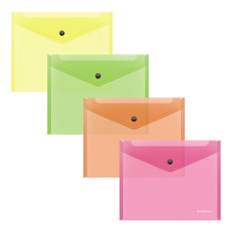 Папка с кнопкой А5+ 0.18 ErichKrause Glossy Neon, ассорти 50305