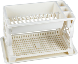 Тарелосушка пластиковая 2 яруса с поддоном 48х31х28,5см, слоновая кость Ар-Пласт 16013