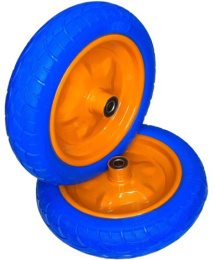 Колесо для тачки строительной/садовой литое 1-колесной полиуретановое 340мм, 3,25х8, внутренний d-16мм Mawipro PU1516