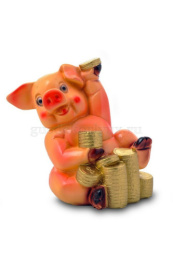 Копилка гипсовая Свинка с монетами 21х19см ГусьДекорЛюкс 13К10