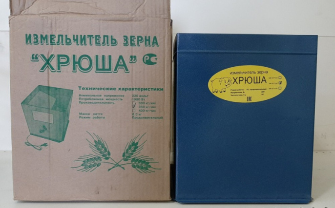 Зернодробилка электрическая 350кг/час, 1900Вт, зеленая упаковка Хрюша