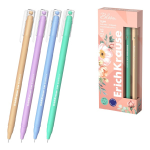 Ручка шариковая ErichKrause Slim Stick Bloom, синяя, 0,7мм 61047