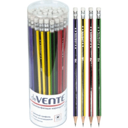 Карандаш чернографитный с ластиком Devente HB шестигранный, ассорти 5032604