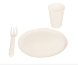 Набор посуды для пикника пластиковый на 3 персоны, 9 предметов, светло-бежевый Homver 222129625/01