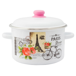 Кастрюля эмалированная Париж 2,0л цилиндрическая с металл. крышкой Appetite 1RD161M