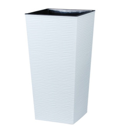 Кашпо пластиковое напольное Рапис со вставкой 24х24х47см 10л матовое белый Ар-Пласт 07051