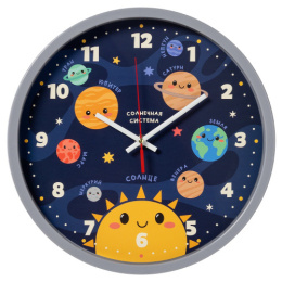 Часы настенные круглые d-30см Космос, серый Рубин 3027-043