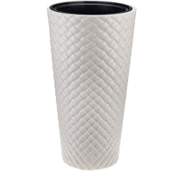 Кашпо пластиковое напольное Ротанг со вставкой 34х63см 9/42л кремовый Idea М3407