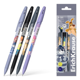 Ручка шариковая ErichKrause R-301 Stick Grip Простоквашино, синий 0,7мм 61100