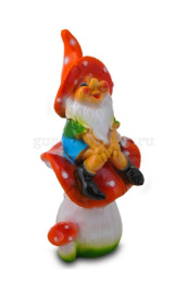 Фигурка садовая гипсовая Гном на мухоморе 24х53см ГусьДекорЛюкс 2С09