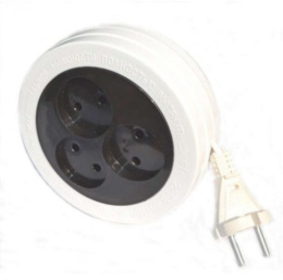 Удлинитель 3 розетки  3м  6А без заземления, ШВВП 2 х 0,75, 1300Вт (рулетка), в пакете Веллконт У10-450