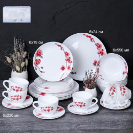 Набор столовый стеклокерамический 30 предметов Евро Орхидея на ветке, в п/у White Lily 30/LGW67595 (6755)/721953