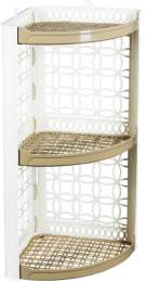 Полка для ванной комнаты угловая пластиковая трехсекционная 53,5х31х23,5см, слоновая кость+капучино Ар-Пласт 16000