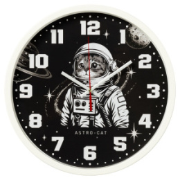 Часы настенные круглые d-30см Космонавт, белый Рубин 3027-044