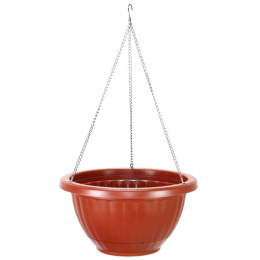 Кашпо подвесное пластиковое на цепочке Афина №3 с поддоном 5л d-29см h-15,5см терракотовый Милих 07198