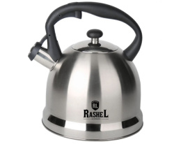 Чайник из нержавеющей стали со свистком 3,0л черная ручка Rashel М-7185