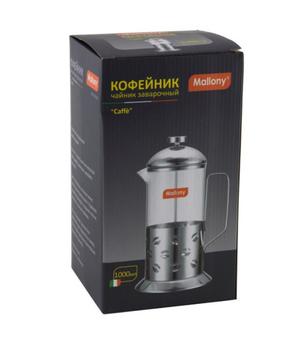 Френч-пресс 1л нержавеющая сталь+стекло Caffe Mallony 950081