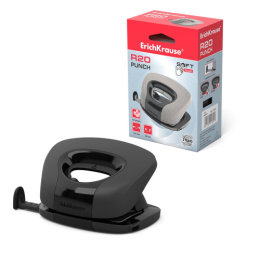 Дырокол  15 листов ErichKrause R20 Soft Touch, черный 21891