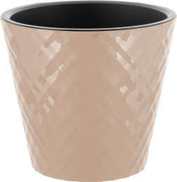 Горшок для цветов пластиковый Manhattan со вставкой 1,0л d-12,5см h-11,3см молочный шоколад InGreen IG670310047