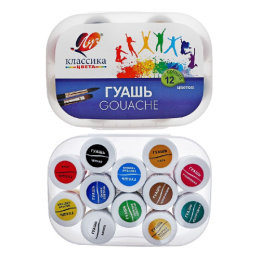 Гуашь 12 цветов Луч Классика, по 20мл, в контейнере 33С 2175-08