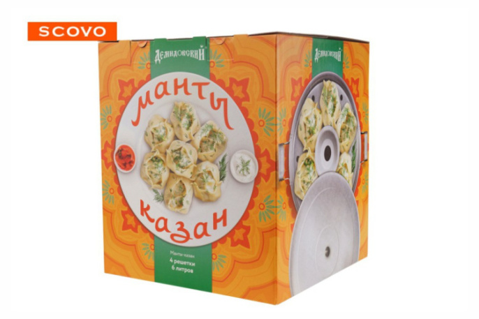 Манты-казан алюминиевый  6,0л 4 уровня Scovo МТ-040