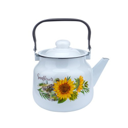 Чайник эмалированный 3,5л с подвижной металл. ручкой с декором Магн Подсолнухи Эмаль Магнитогорск 01-2713/4