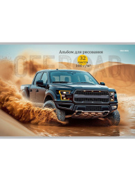 Альбом для рисования 32 листа Черный автомобиль-7, на скрепке 32-7766