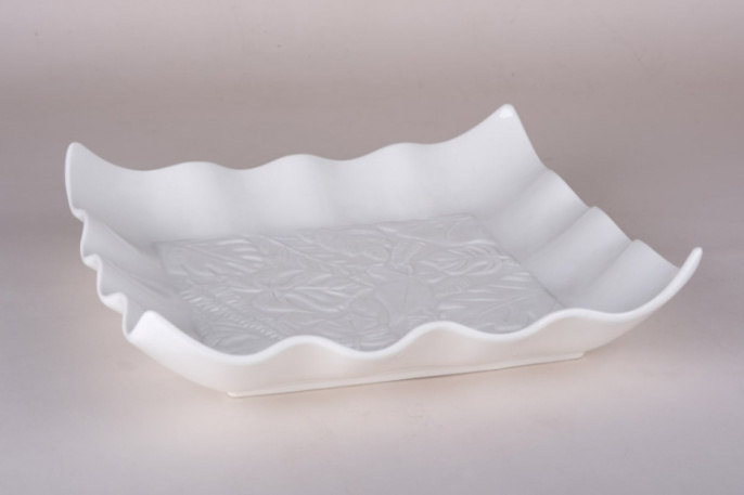 Блюдо фарфоровое квадратное 300х300мм, белый Коралл 9008