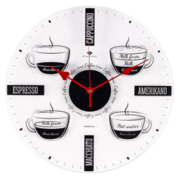 Часы настенные круглые d-34см Coffee time, открытая стрелка Рубин 3433-001