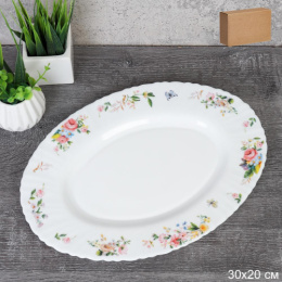 Блюдо стеклокерамическое овальное 300мм Ситец White Lily LHYP-120XN (7277)/756453