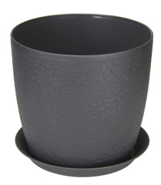 Кашпо пластиковое Верона с поддоном  2,3л d-16см h-14,5см графитовый Idea М3096