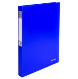 Папка на 2-х кольцах Brauberg Neon, корешок 25мм, с внутренним карманом, синий 227459/071Q-2K