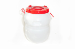 Бочка  50л пластиковая пищевая круглая, горловина d-33,6см с навесными ручками белая Радиан